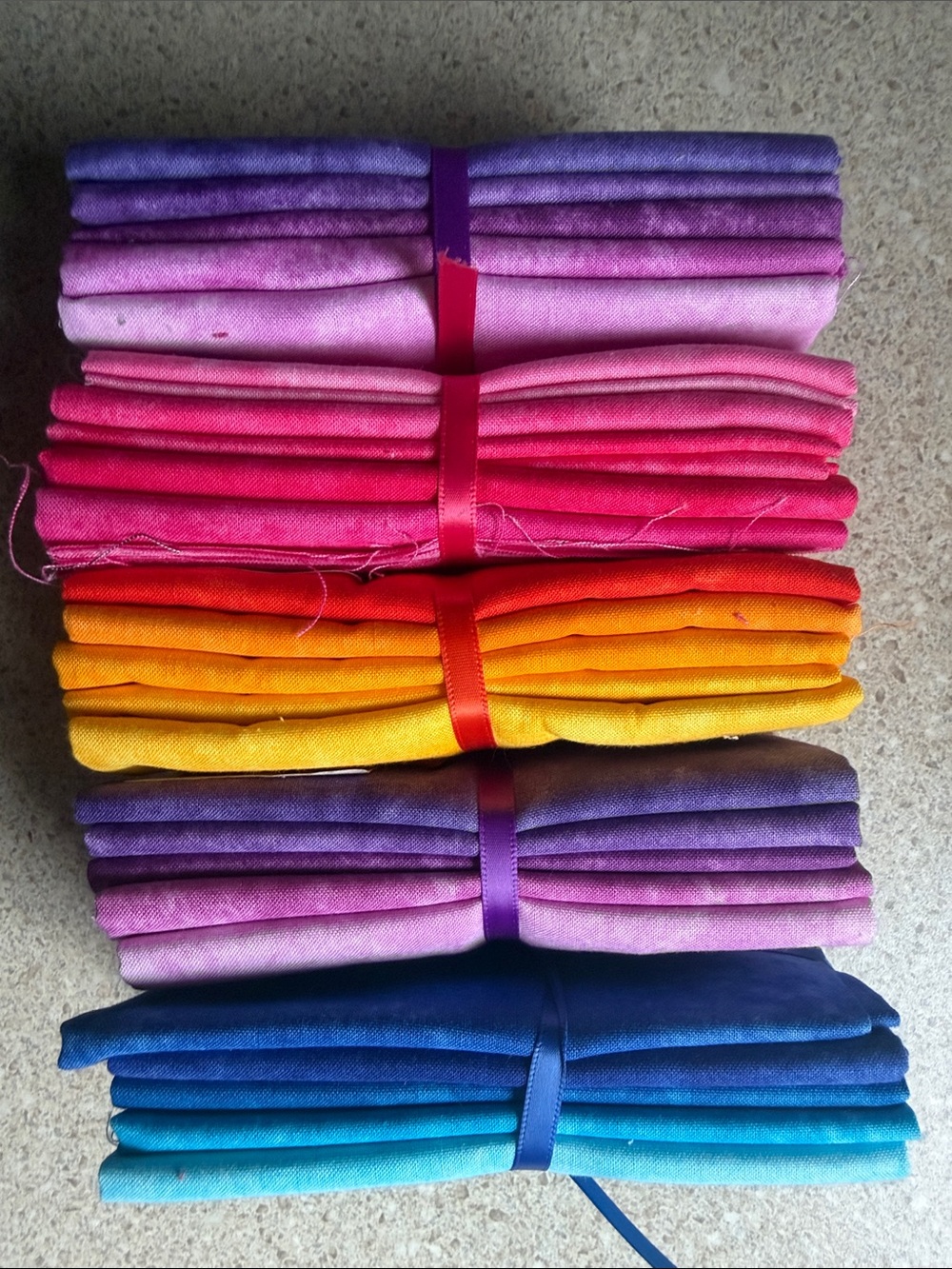 5 bundles Bright Ombré Fabric Shorts - Multi Pink Yellow Purple Blue